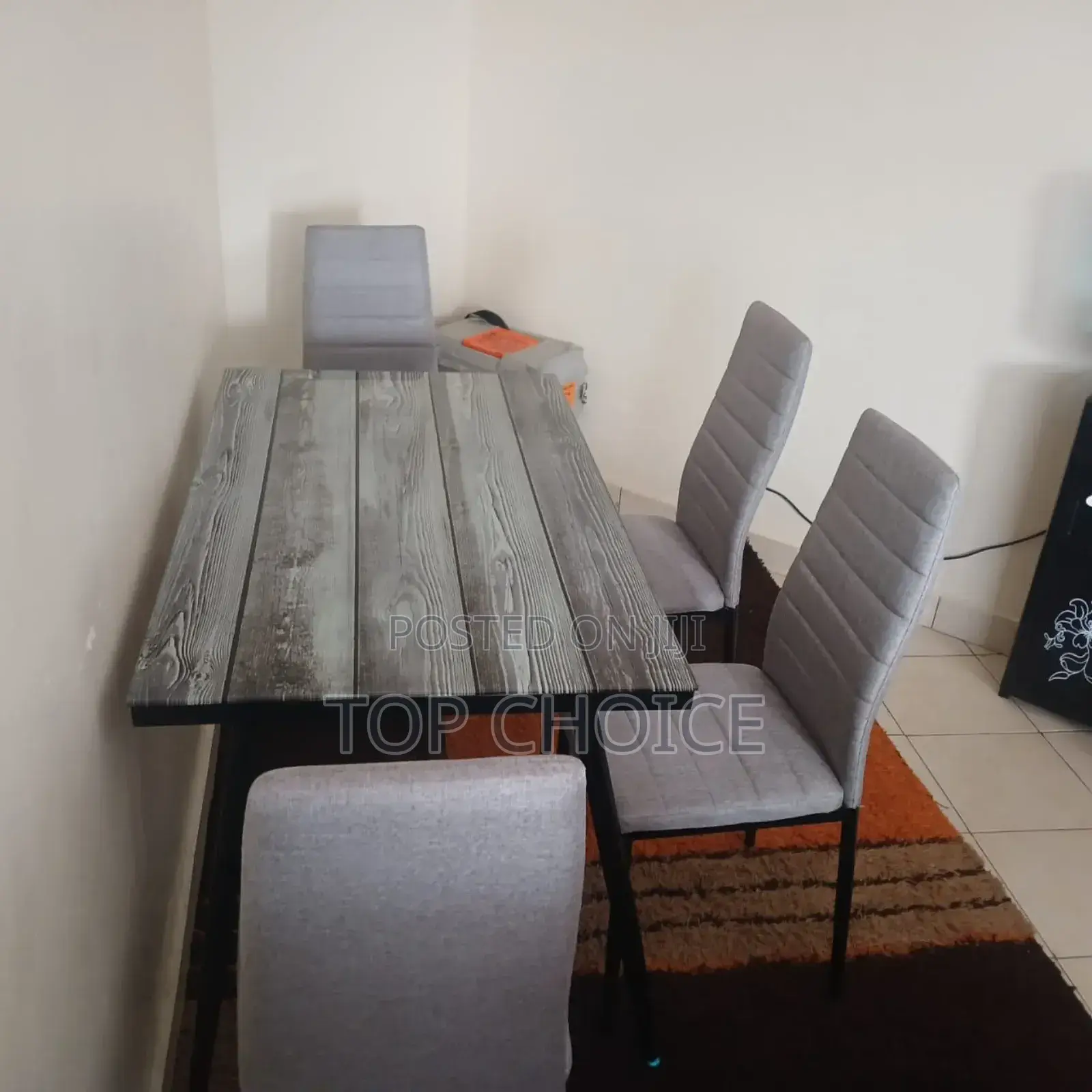 Gray Dining Table, Glass 4 Seater