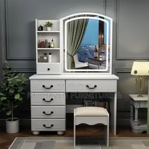 Luxury Wooden Dressing Table – With Drawers & Mirror
