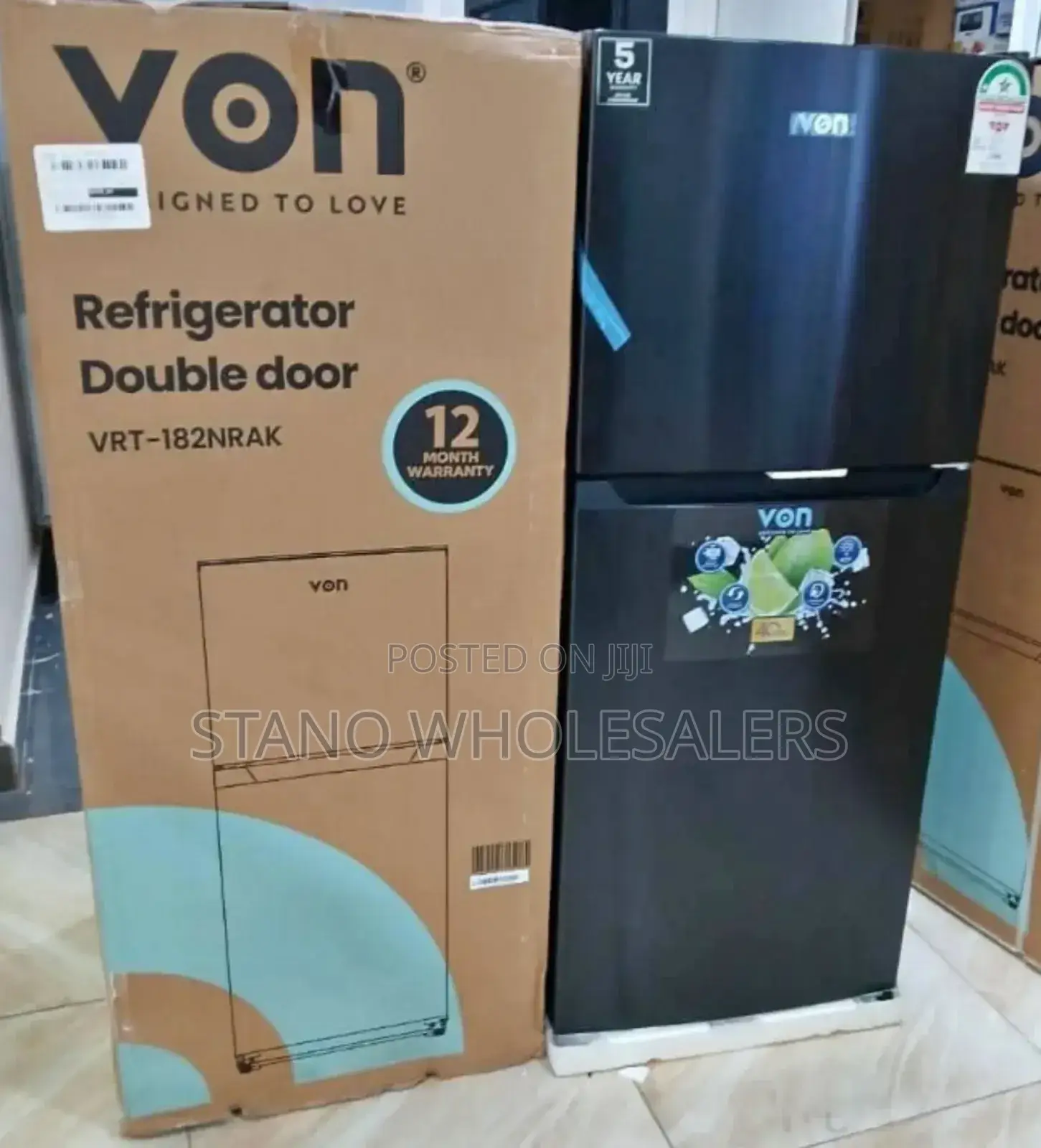 182ltrs Von Non Frost Double Door Fridge