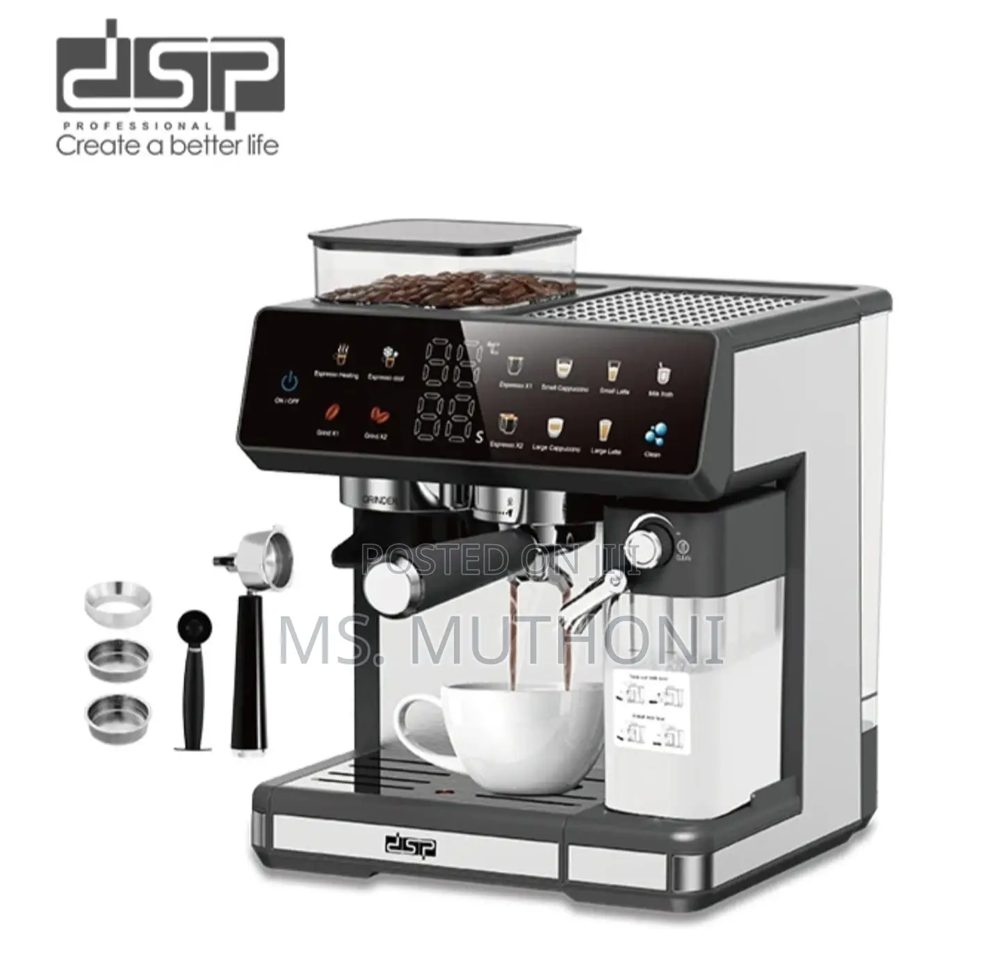DSP 3 in 1 Espresso Coffee Machine, 1350w, 20 Bar Pressure