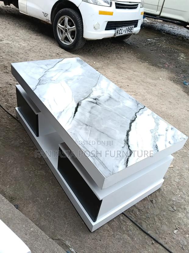 White Coffee Table With Storage - main view