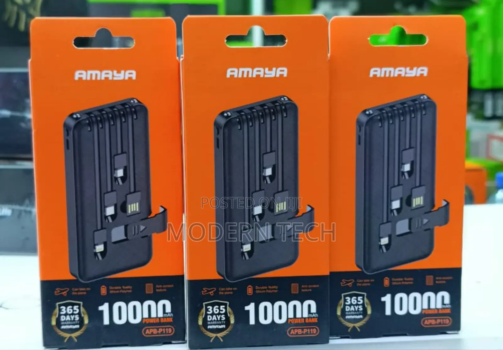 Amaya Apb-P119 Power Bank 10000mah Power Bank With Charging Cables