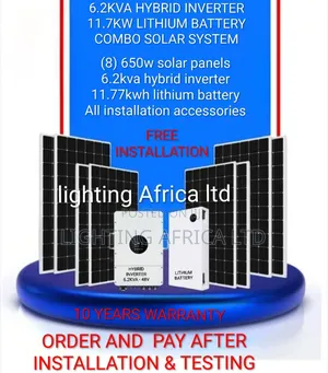 6.2kva Off-Grid - 11.77kwh Lithium Battery - (8) 650w Solar Panels Kit
