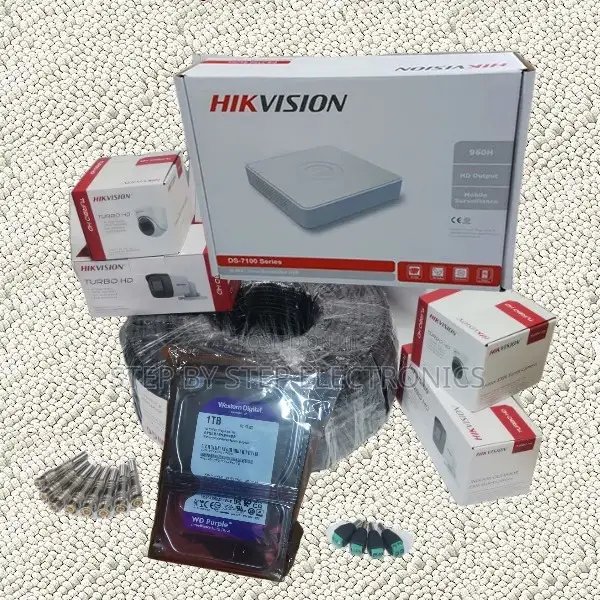 Easy Install Hikvision 4 Cameras Hd Surveillance Kit With 1tb Harddisk