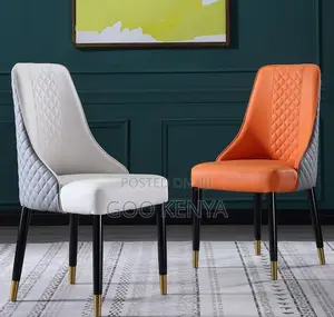 Home Dining Chair; Elegant Metal Dining Chairs With Soft Leather Seat