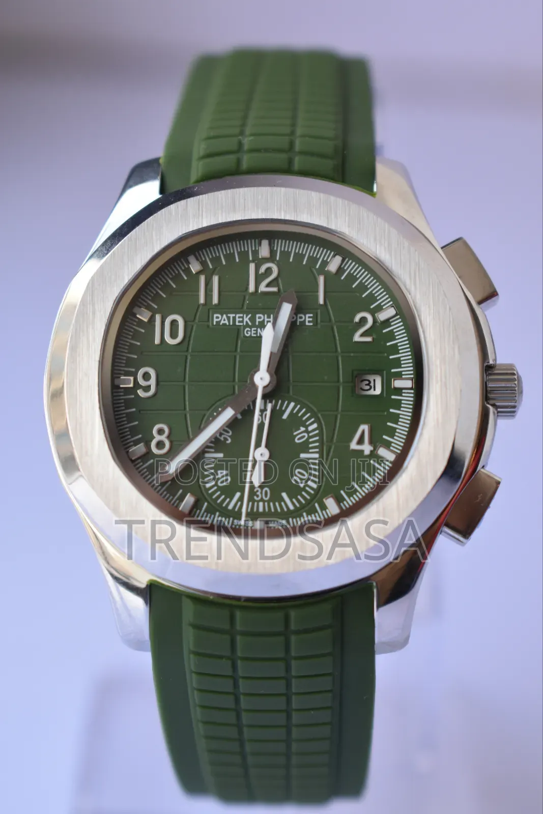 Patek Philippe Aquanaut Stainless Steel Green Rubber Straps Watch