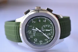 Patek Philippe Aquanaut Stainless Steel Green Rubber Straps Watch
