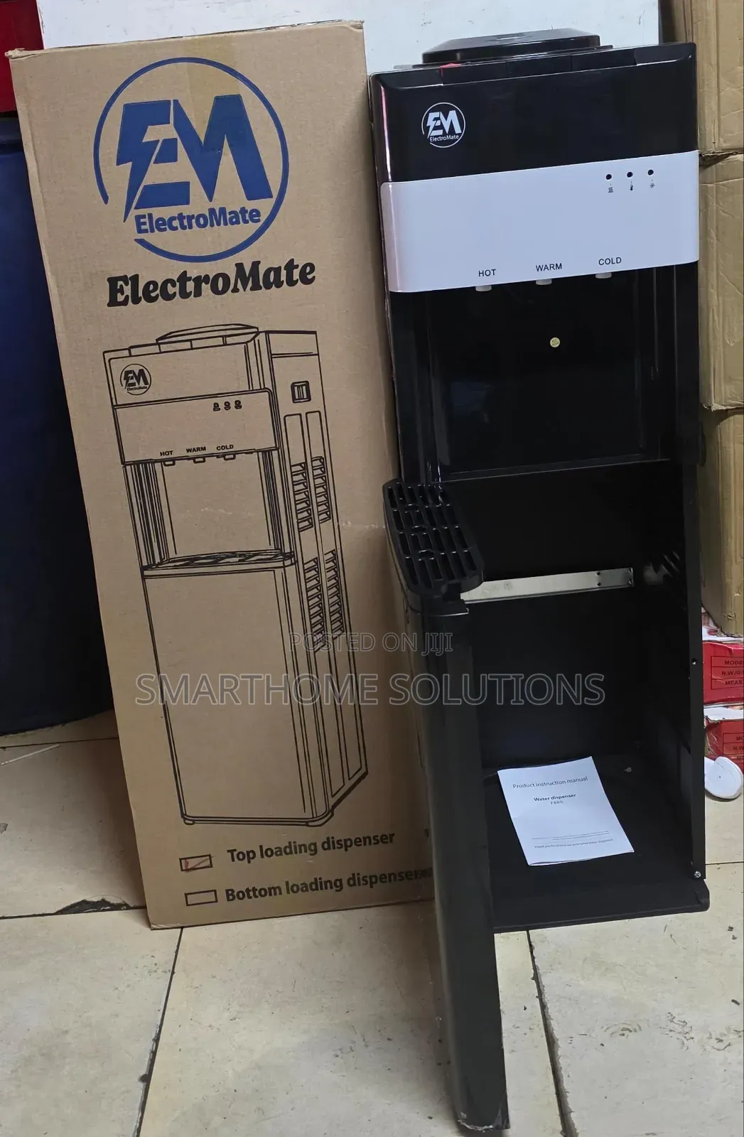 Electromate Top Load 3 Taps Hot Normal And Cold Dispenser White Black,