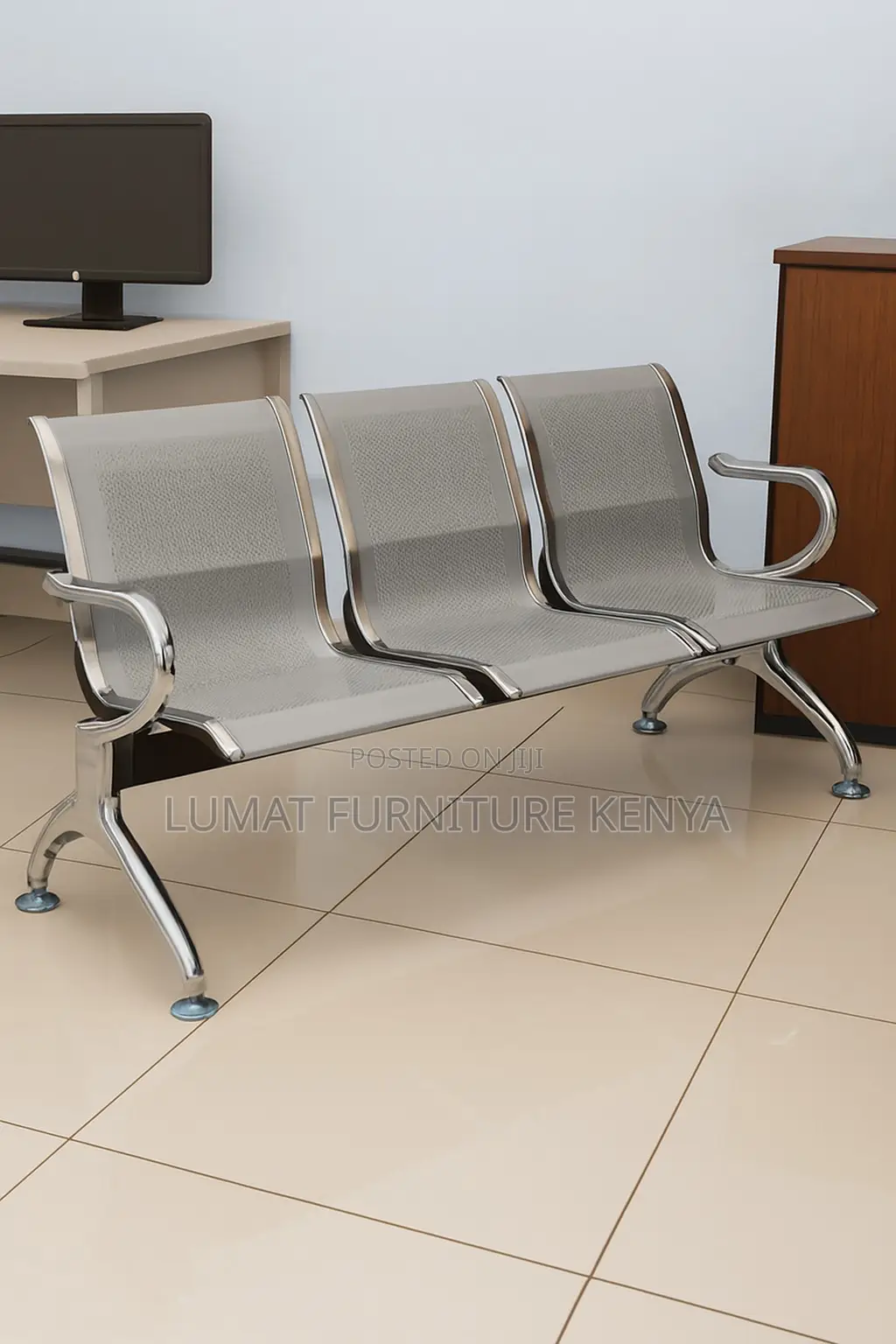 3-Seater Metal Waiting Bench