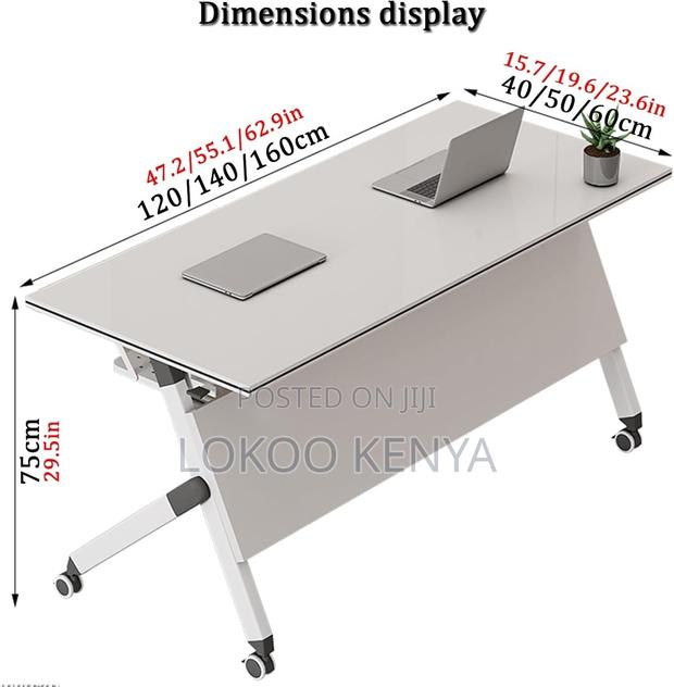 Office Desk; Mobile Foldable Rectangular Home Office Study Desk - thumbnail 3