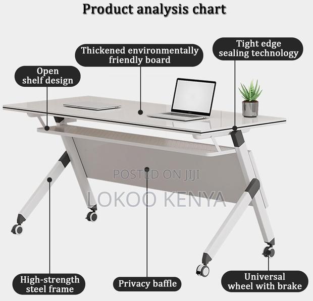 Office Desk; Mobile Foldable Rectangular Home Office Study Desk - thumbnail 4