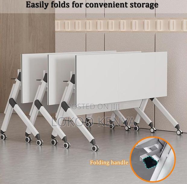 Office Desk; Mobile Foldable Rectangular Home Office Study Desk - thumbnail 5