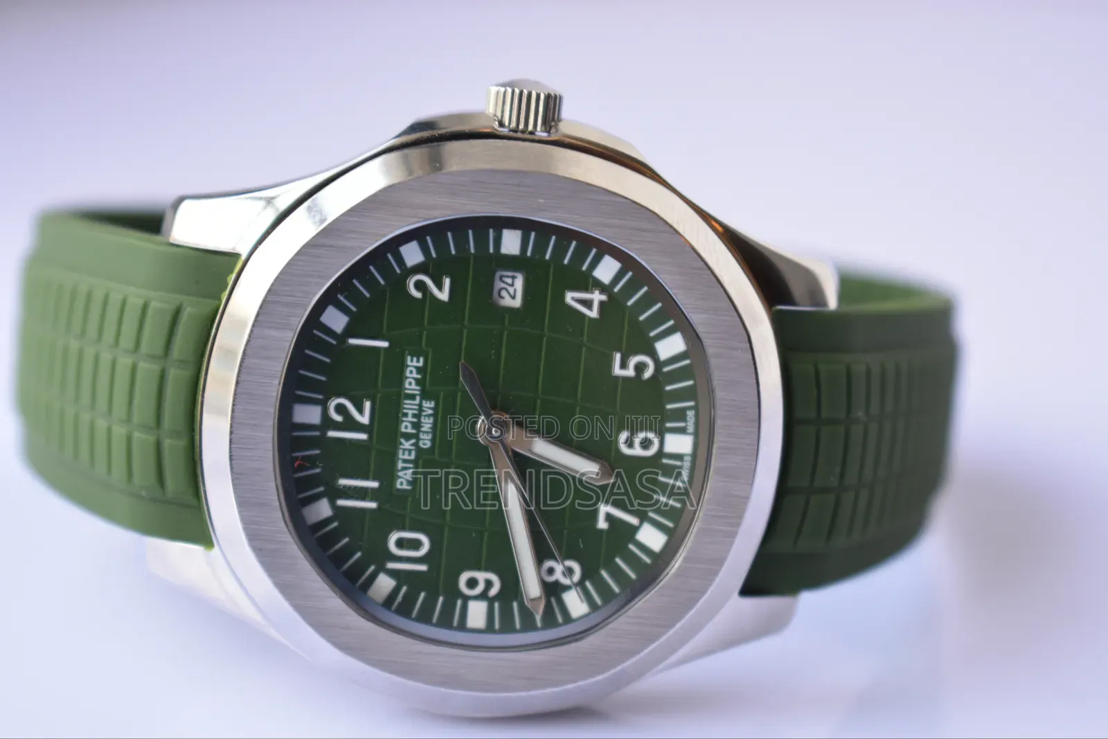 Patek Philippe Aquanaut Silver Green Rubber Straps