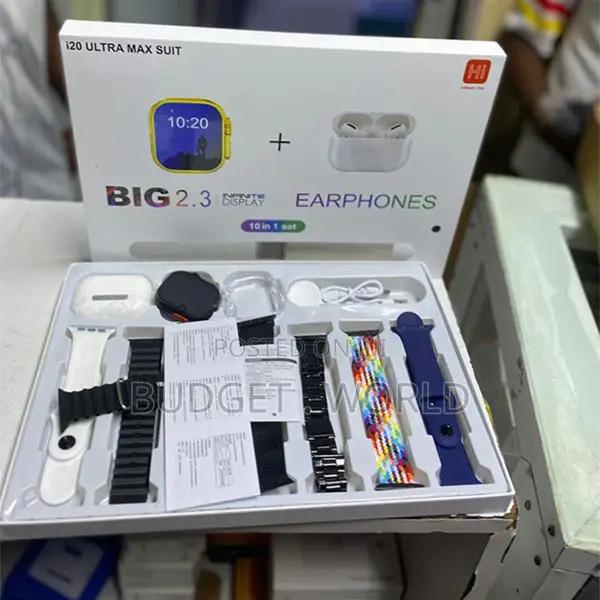 Heart Rate Sleep Monitor I20 Ultra Max 10-in-1 Smartwatch 7 Straps