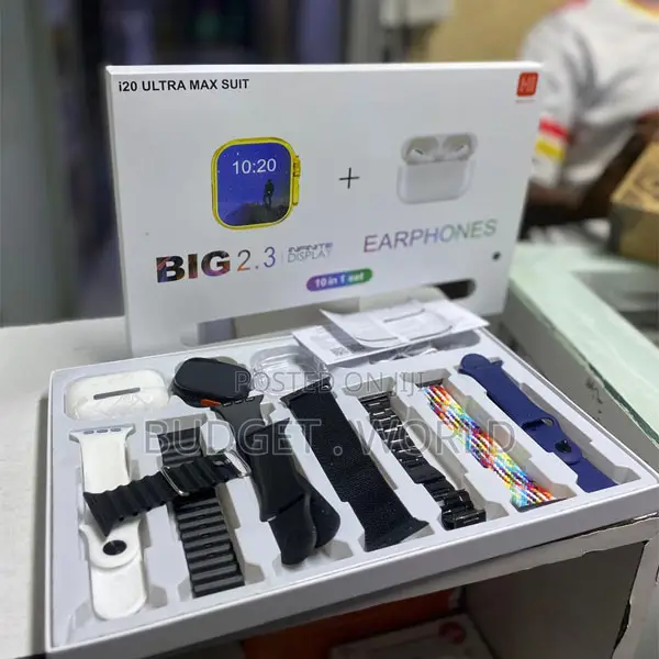 Heart Rate Sleep Monitor I20 Ultra Max 10-in-1 Smartwatch 7 Straps