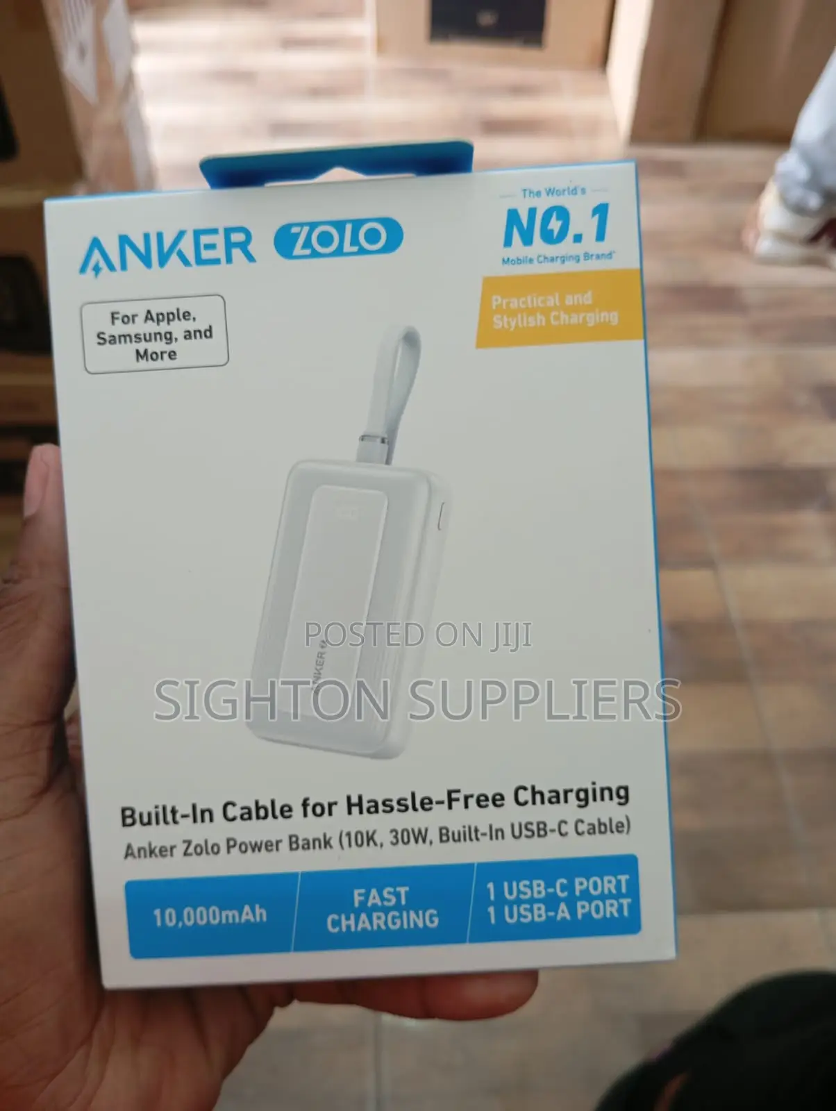 Anker Zolo 30w 10,000mah High-Speed Power Bank- Built-in Usb-C Cable