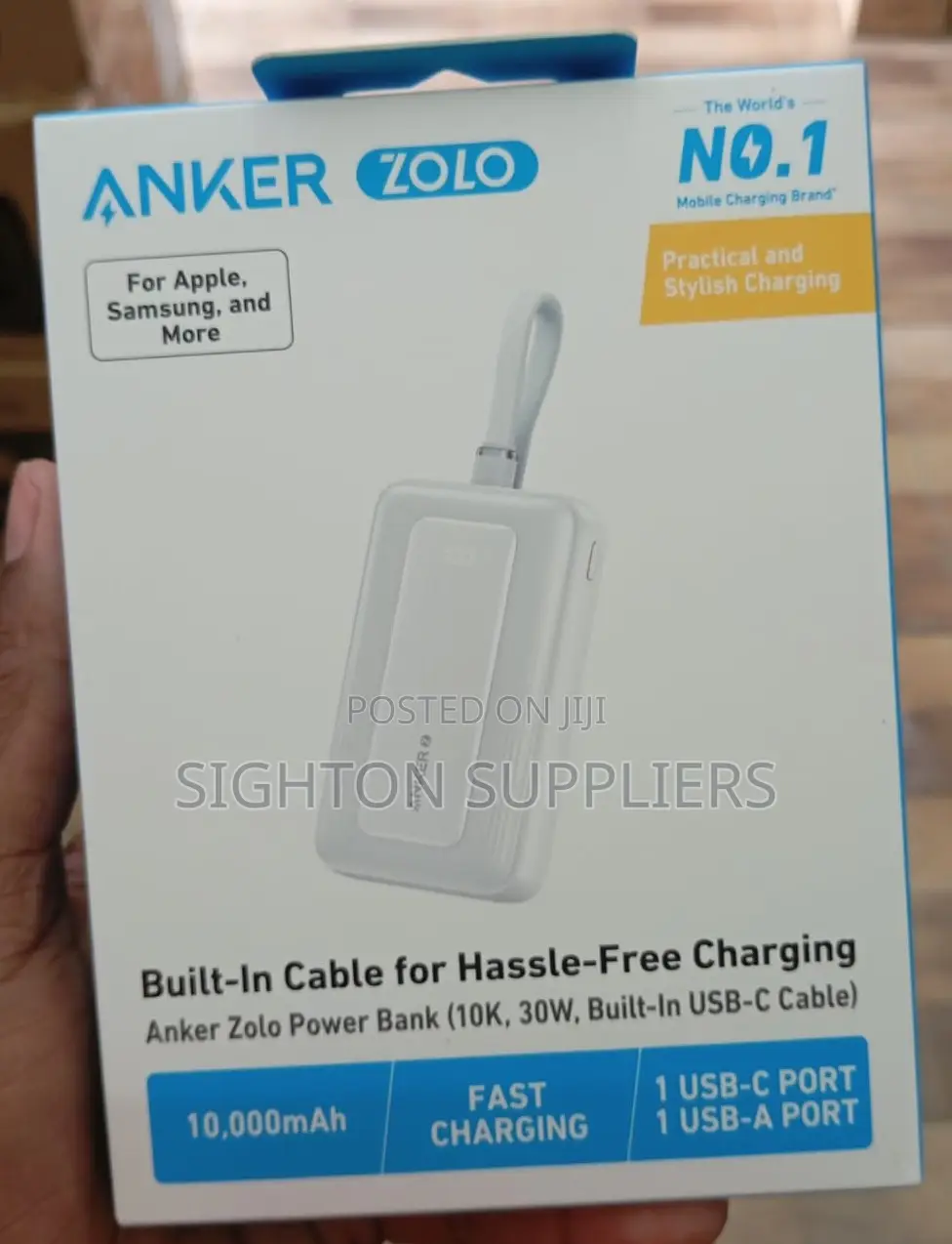 Anker Zolo 30w 10,000mah High-Speed Power Bank- Built-in Usb-C Cable