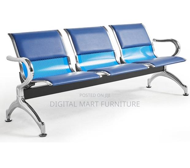 Office Bench: 3 Seater Blue Armrest Bench - thumbnail 2