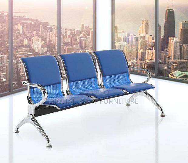 Office Bench: 3 Seater Blue Armrest Bench - thumbnail 5