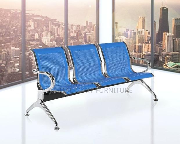 Office Bench: 3 Seater Blue Armrest Bench - thumbnail 8