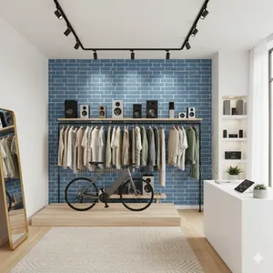 Redesign With Confidence – Blue Brick Peel Stick Wallpaper 0.45×10m