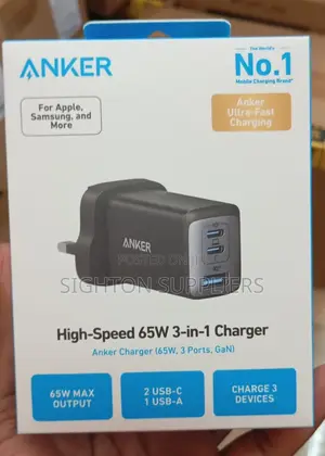 Anker Powerport Iii 3-Port 65w Pod – High Speed Usb-C Charger