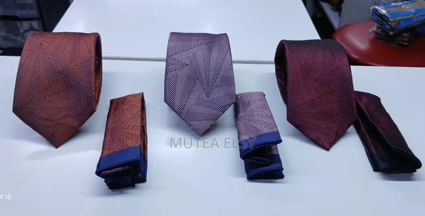 Geometric Purple and Burnt Orange Executive Tie Sets