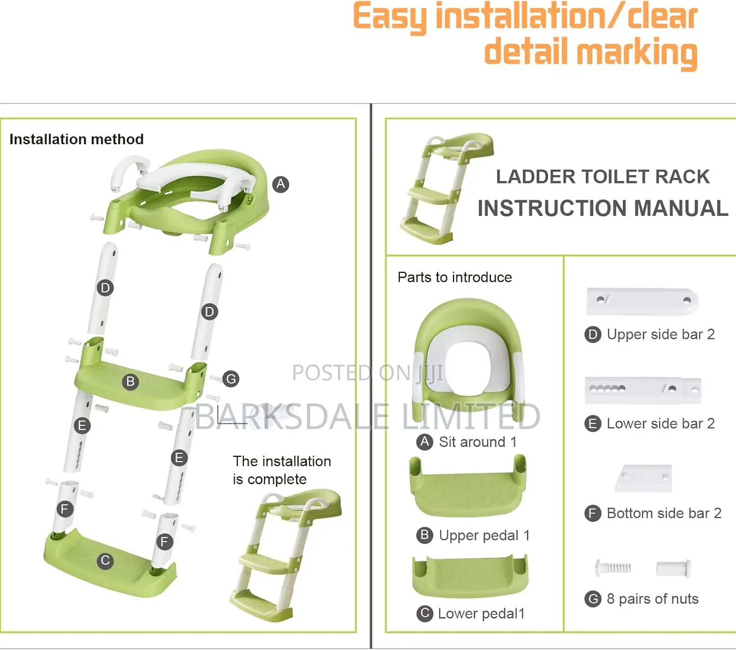 Kids Baby Foldable Potty Training Seat Step Stool Ladder