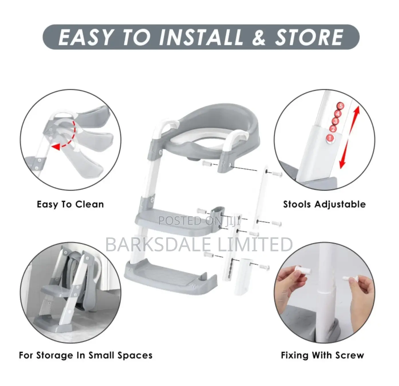 Kids Baby Foldable Potty Training Seat Step Stool Ladder