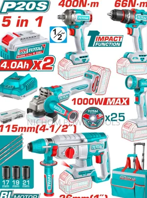 5 In 1 Total Industrial Combo Kit/Total Cordless Drill