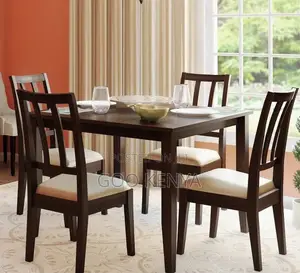 Home Dining Set; 4-Seater Mahogany Teak Wood Dining Set for Home