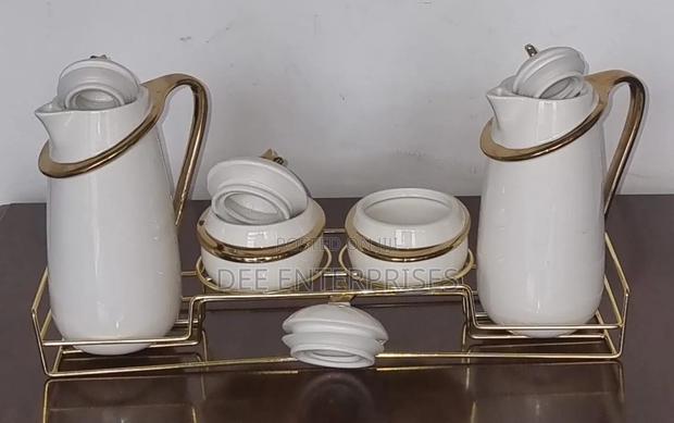 7pc Ceramic Golden Set (2 Jugs 840ml 2 Sugar Dishes 220ml