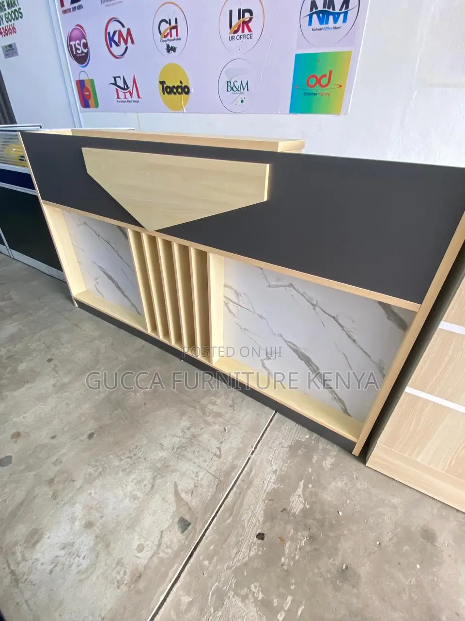 2.0m Executive Imported Brown Reception Front Desk