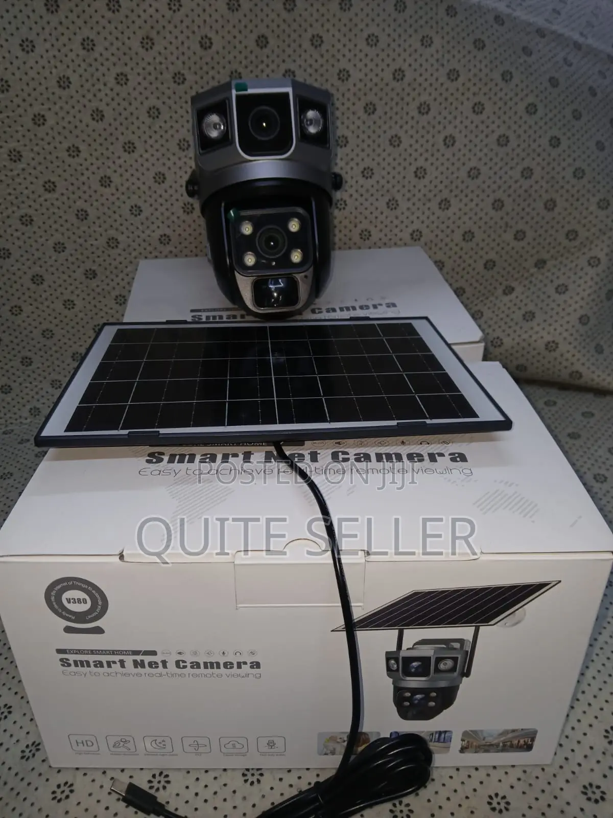 V380 Solar Charging With Buildin Battery 4g Dual Lens Camera