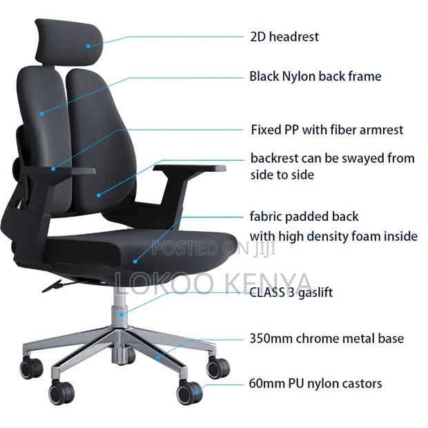 Office Chair; Full Fabric High Back-Dual Orthopedic Office Chair - thumbnail 7