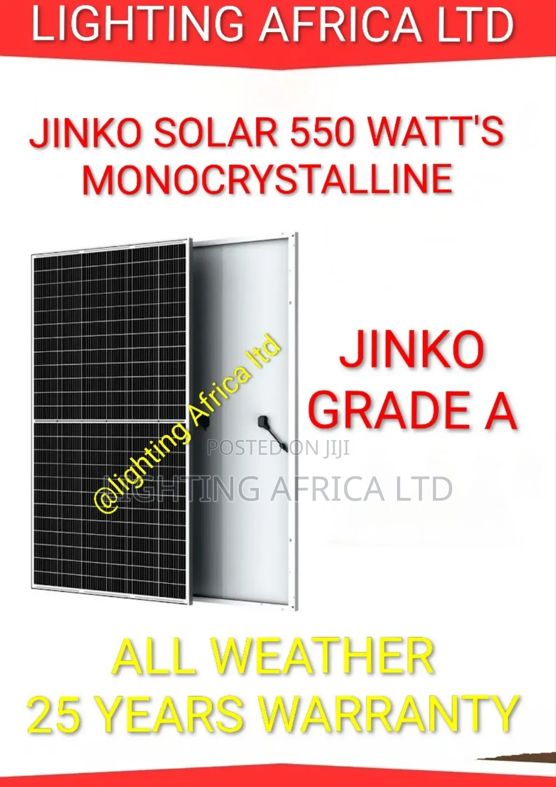 Jinko 550 Watts Monocrystalline Solar Panels