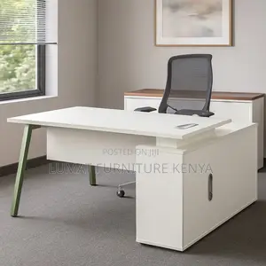 L-Shaped Desk With Metal Base