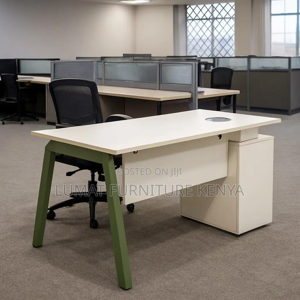 L-Shaped Desk With Metal Base