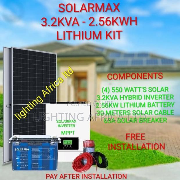 3.2kva Hybrid Inverter -(2)300ah Lithium Battery (4)550w Solar System - main view