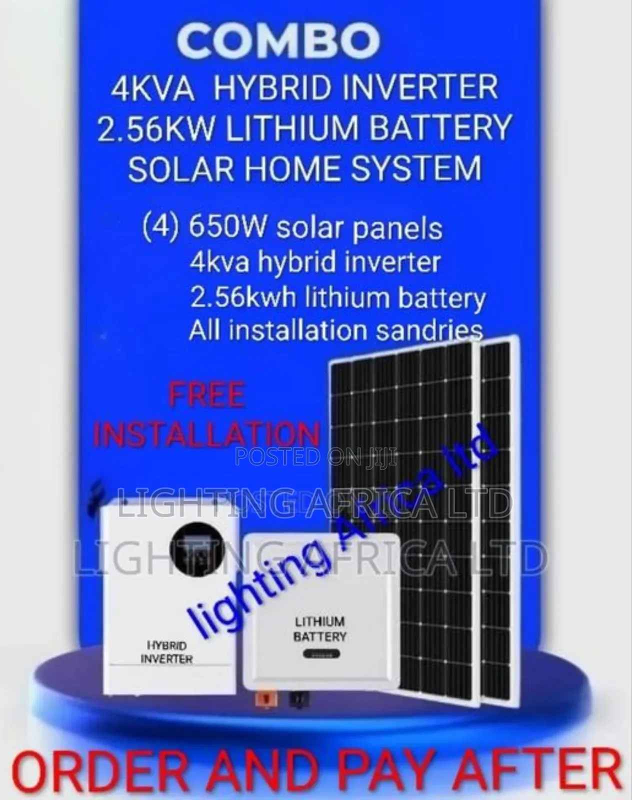 Home 4kva Off-Grid Kit - 2.56kwh Lithium Battery -(4)650w Solar Panels