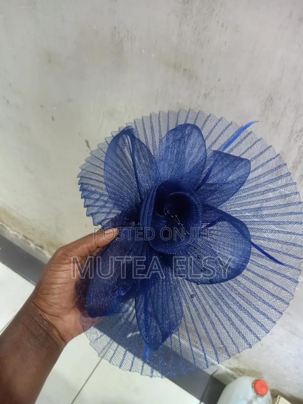 Navyblue,Ocean Royal Blue Elegant Mesh Fascinators - main view