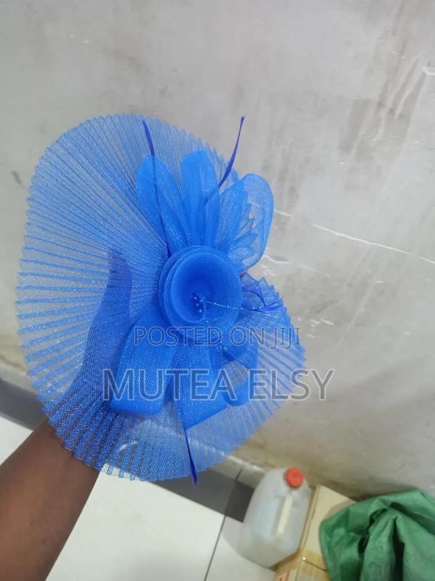 Navyblue,Ocean Royal Blue Elegant Mesh Fascinators - thumbnail 2