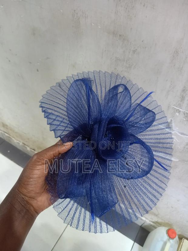Navyblue,Ocean Royal Blue Elegant Mesh Fascinators - thumbnail 4