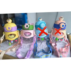 "Happy Every Day" Cartoon Themed Bottles With Staw