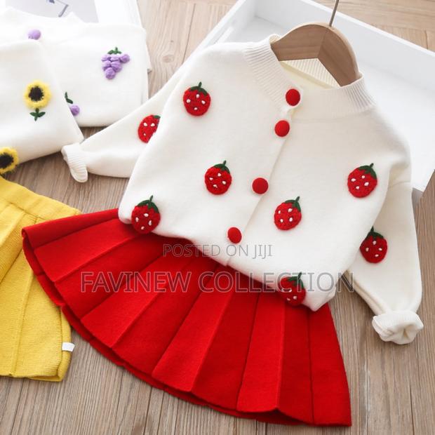 Girls Red Long Sleeve Knitting Skirt Set