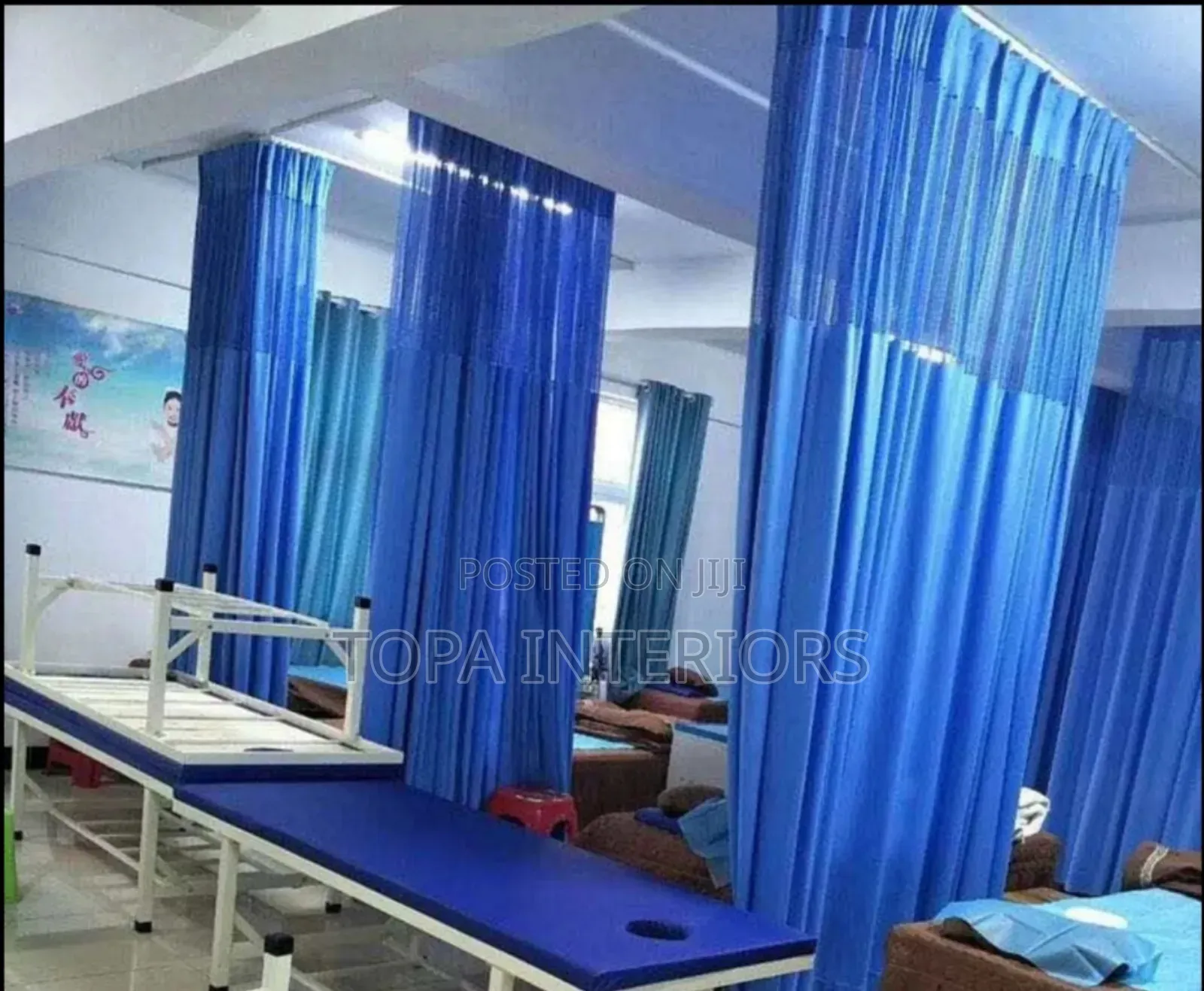 Blue Hospital Curtains for Bed Partition in Wards