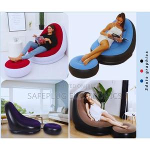 Inflatable Seat + Footrest W/ Pump - Navy/Red/Light Blue - main view