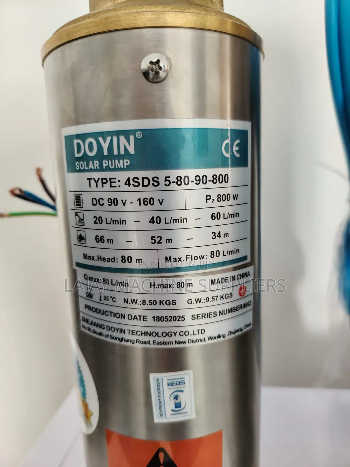 Doyin Submersible Pump 4sds5-800w 1hp 80m