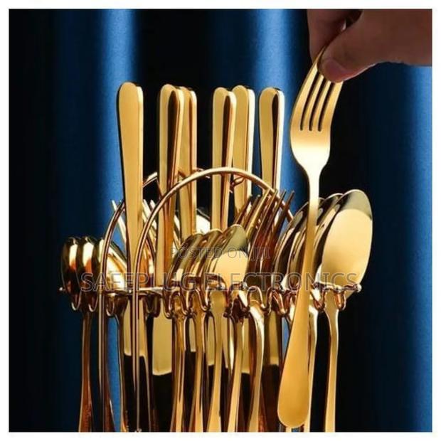 24pc Gold Cutlery Set Metallic Shine, 5-Star