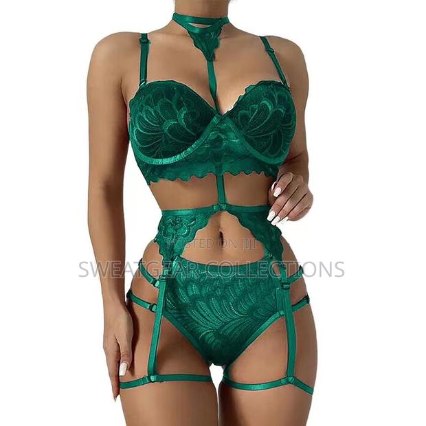 High Waist Sexy Lingerie 3 Piece Set Women - thumbnail 2